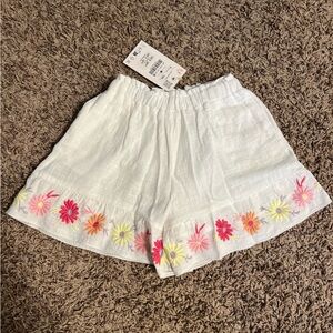 Zara NWT Toddler White Embroidered Floral Shorts